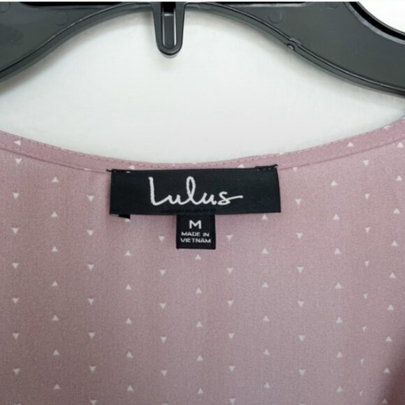 Lulu's Medium Farah Mauve Print Midi Wrap Dress - Picture 8 of 8